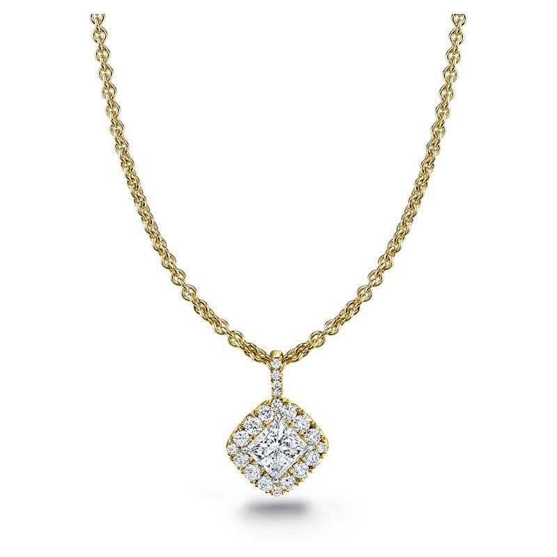 3 Princess Cut Diamond Pendant Necklace